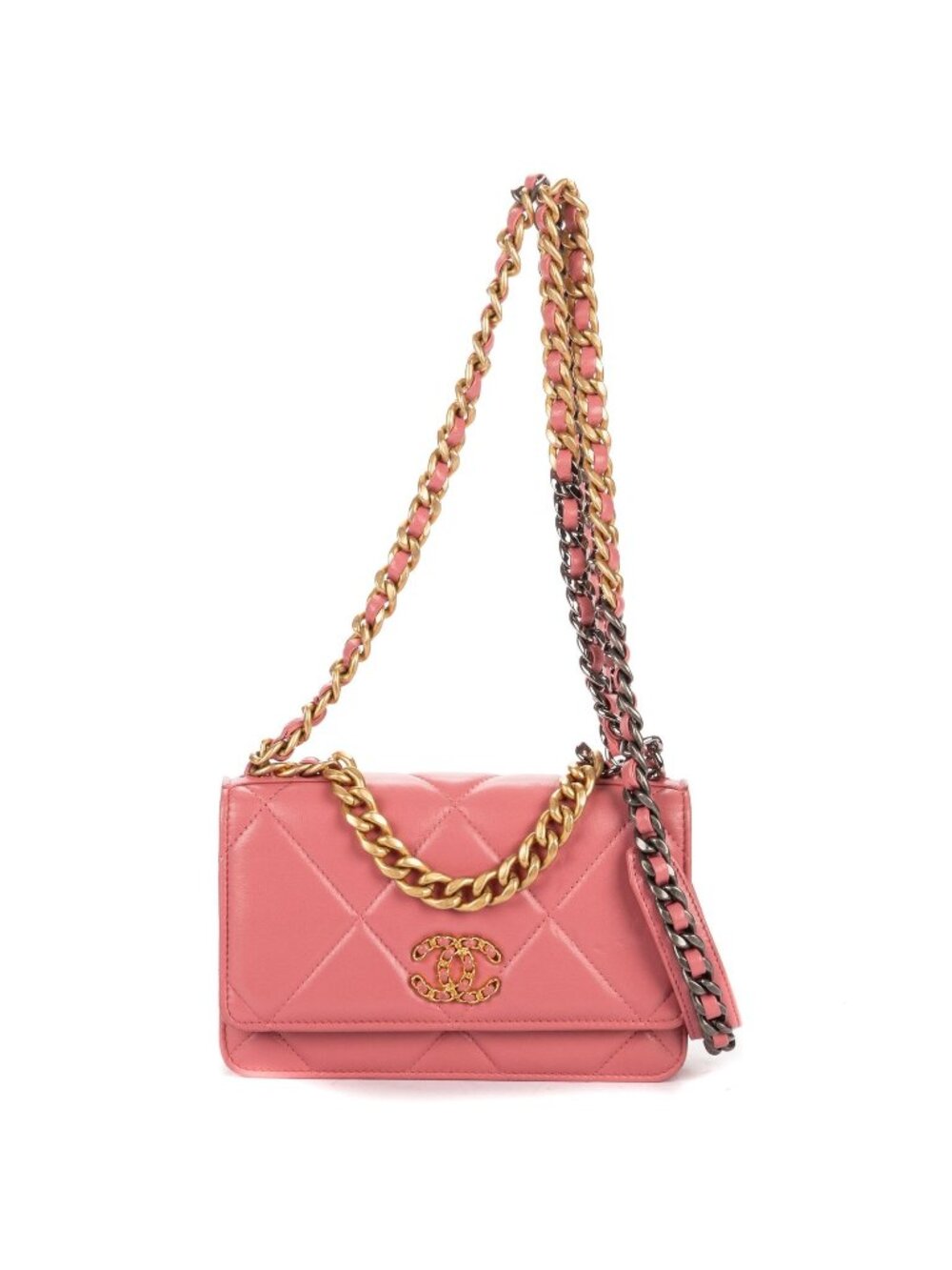 Chanel Chain Wallet Pink Quilted Caviar Leather Shoulder